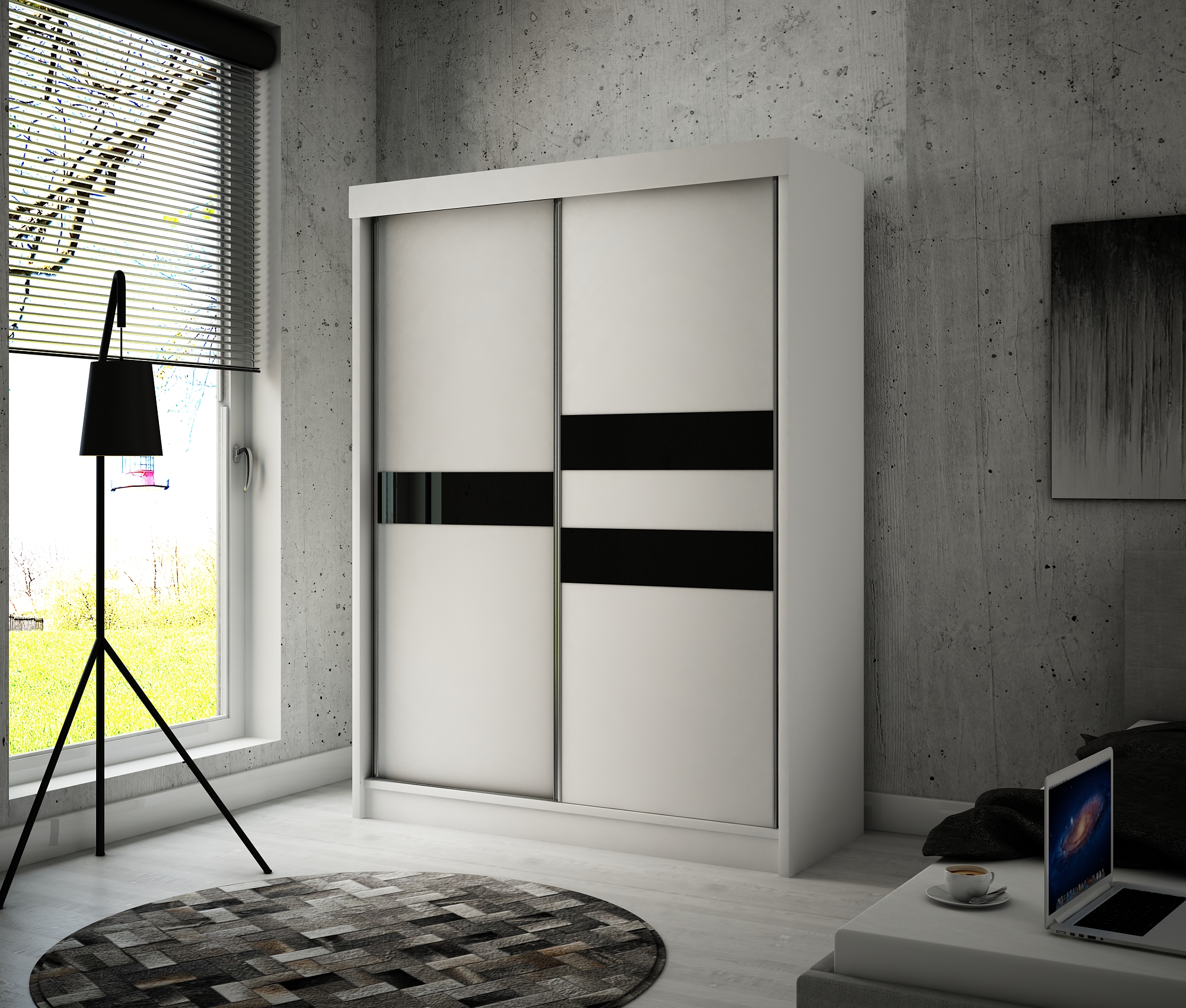 Korpus biały, front biały + lacobel czarny blank