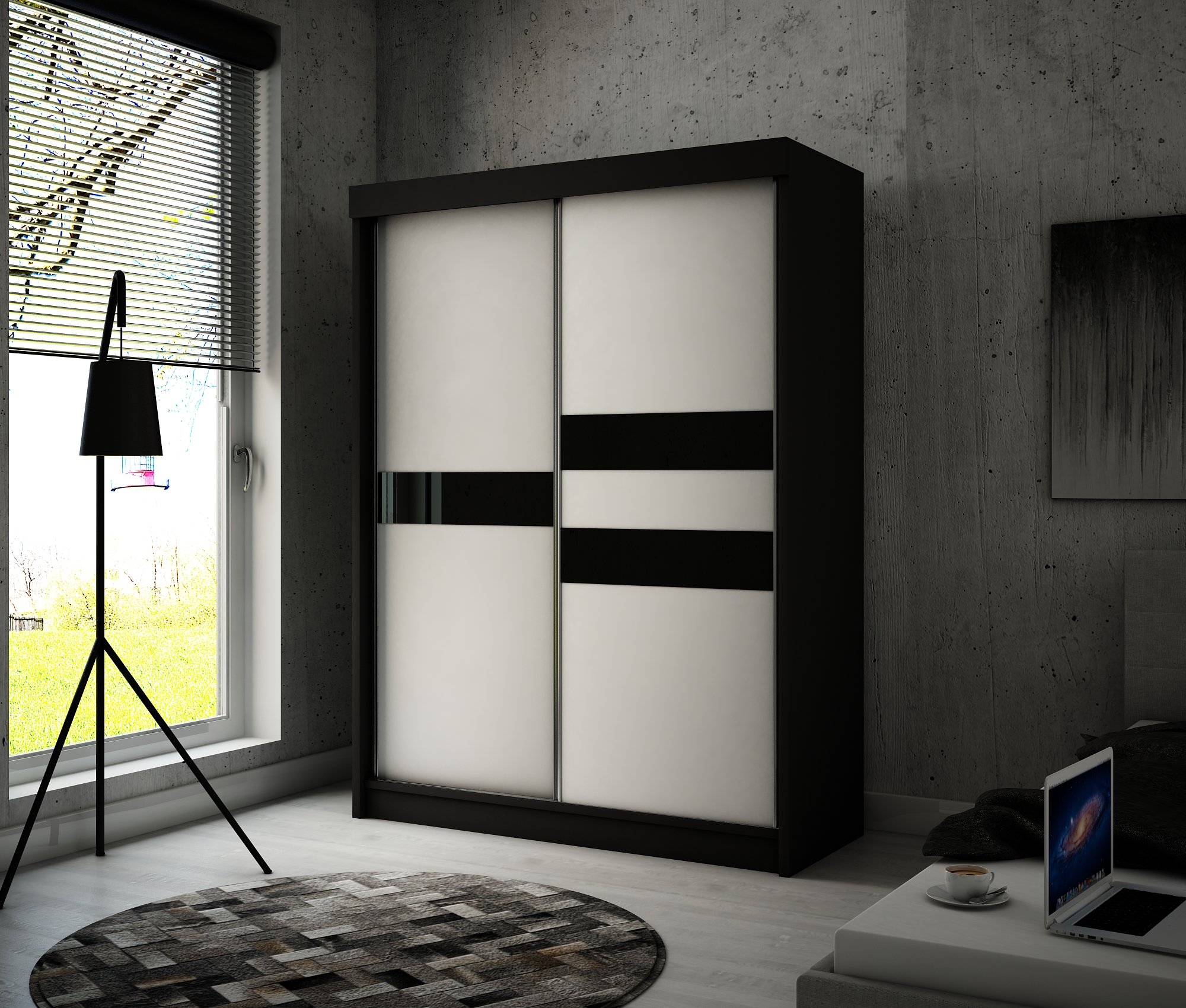 Korpus czarny, front biały + lacobel czarny blank