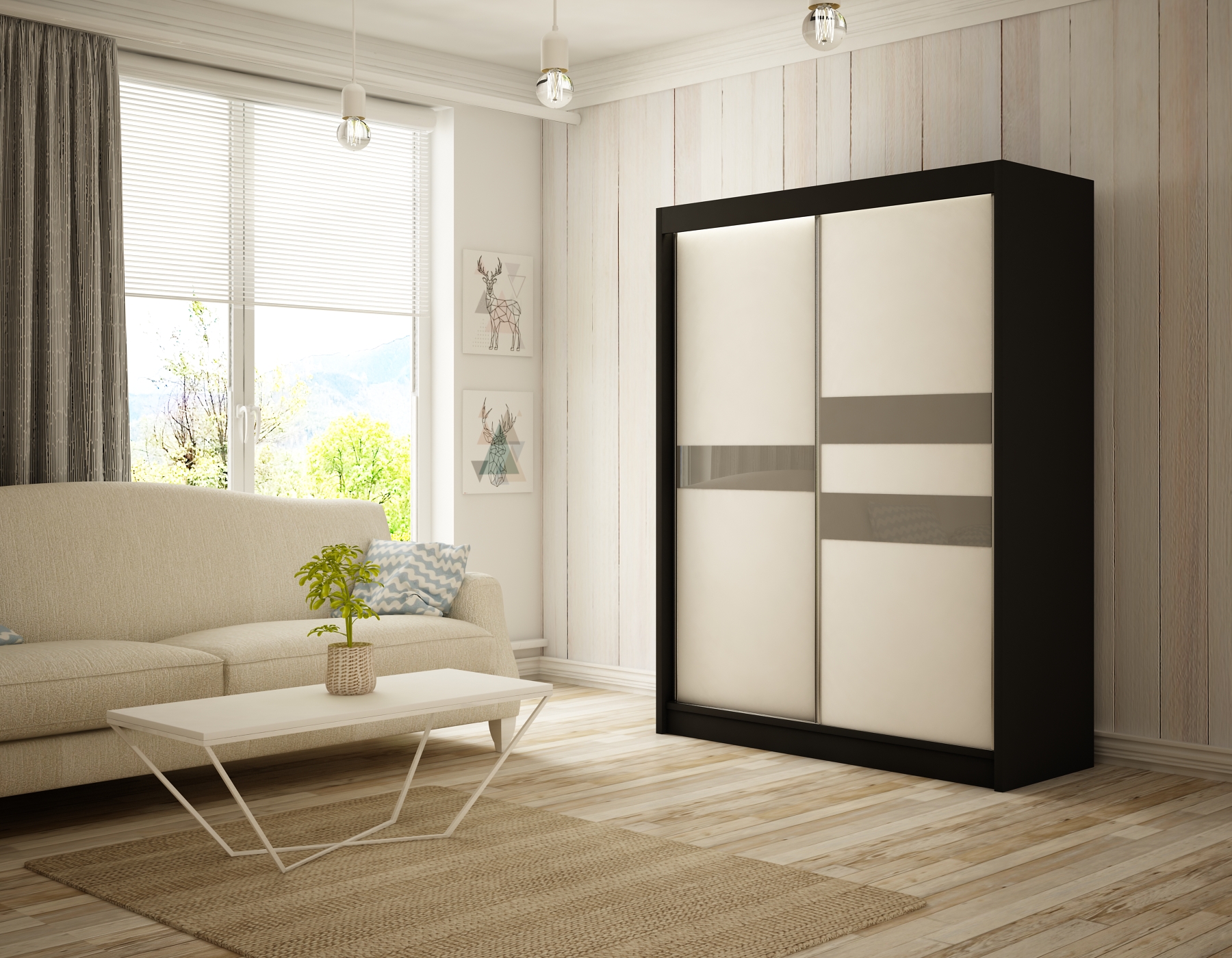 Korpus czarny, front biały + lacobel szary blank